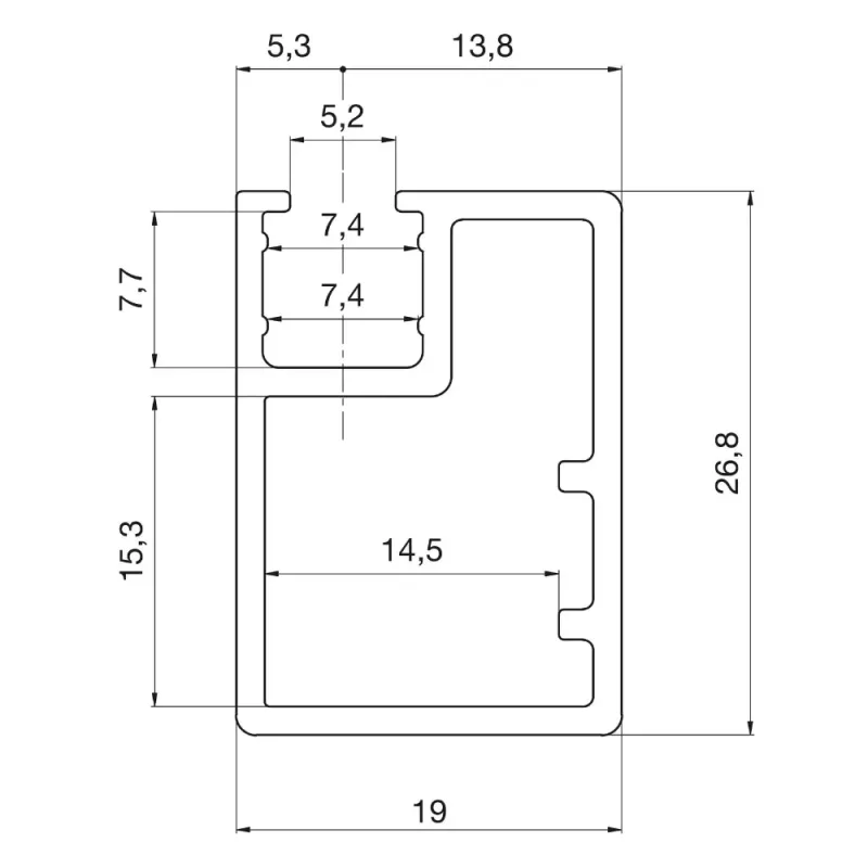 Aluminium Glasrahmenprofil ANKOR 19 