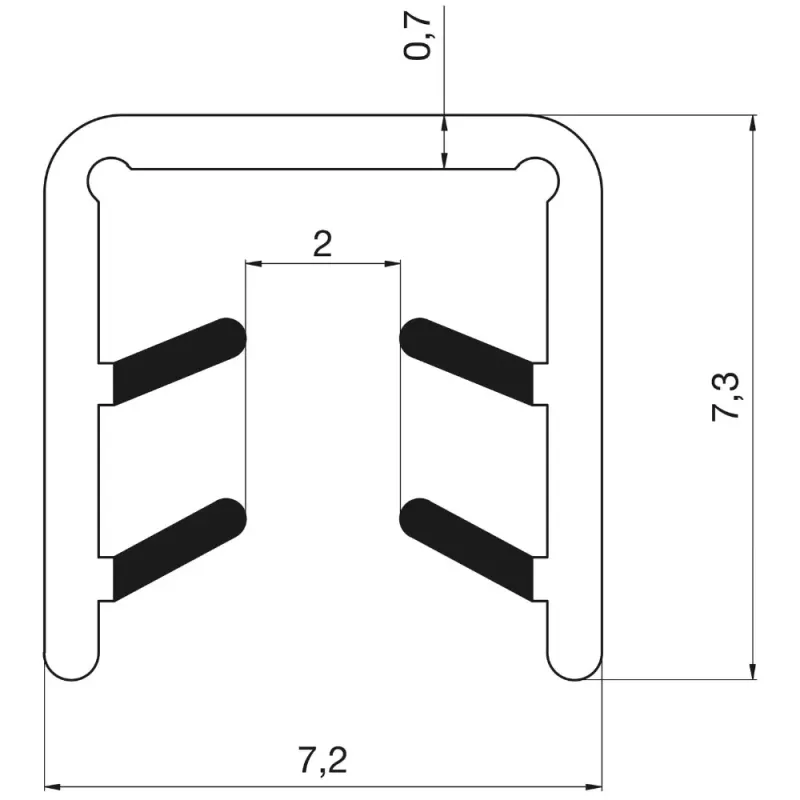 Glasdichtung zu Aluminium Glasrahmenprofil ANKOR 