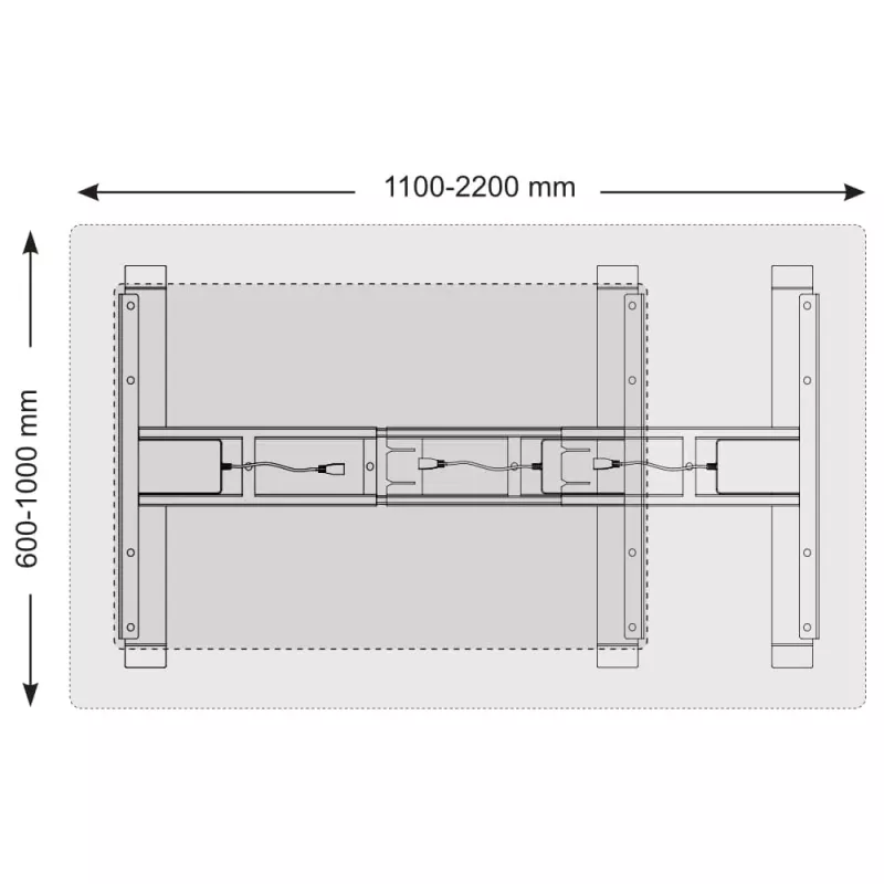 Elektrisches Tischgestell bis 160 kg belastbar - für 100x220 cm max. Plattengröße 